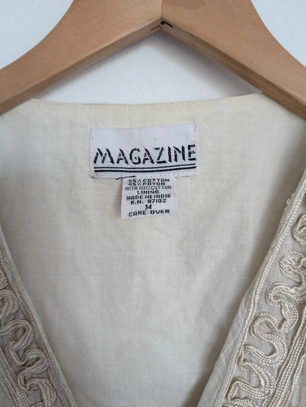 Vintage Linen & Cotton Embroidered Vest